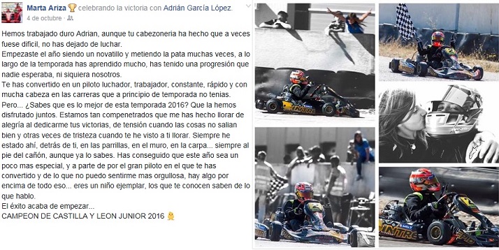Cometario Ariza racing scholl del campeonato